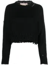 Marni Distressed Cropped Jumper In Black