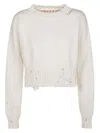 MARNI DISTRESSED CROPPED KNITTED JUMPER