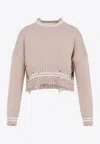 Marni Distressed Cropped Knitted Sweater In Pink