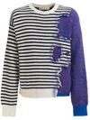 Marni Multicolor Striped Needle Punch Sweater In Blue