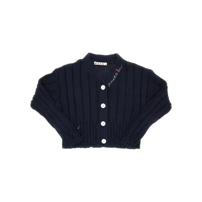 Marni Distressed Effect Cotton Mini Dress Kids In Blue