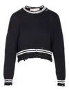 Marni Roundneck Crewneck Crop Distressed Ribbed Contrast In Black