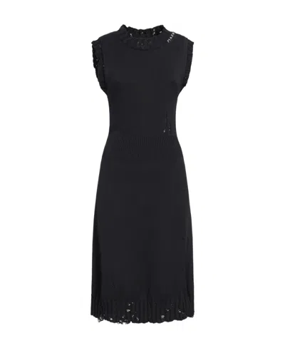 Marni Distressed-effect Knitted Cotton Dress In Black