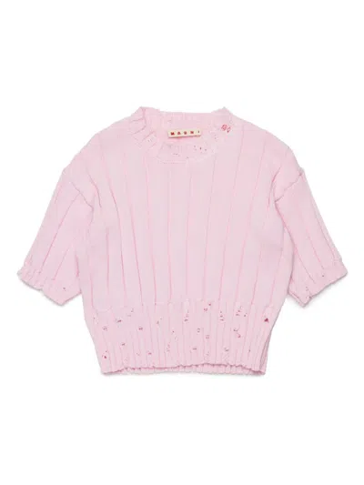Marni Kids' Distressed-effect T-shirt In Rosa