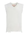 Marni Distressed-finish Knitted Vest In White