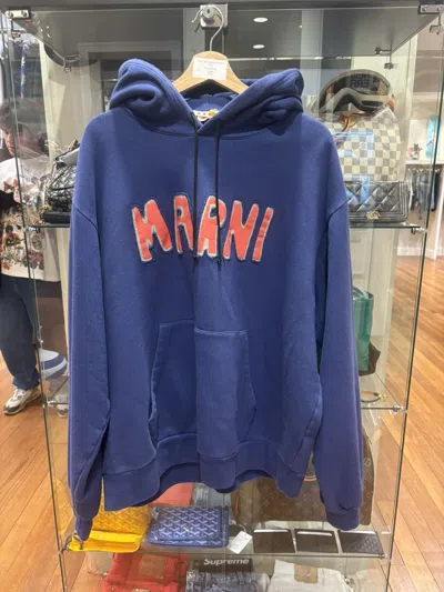 Pre-owned Marni Distressed Hoodie Blue