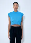 Marni Distressed Boxy Cropped Sweater In Blue