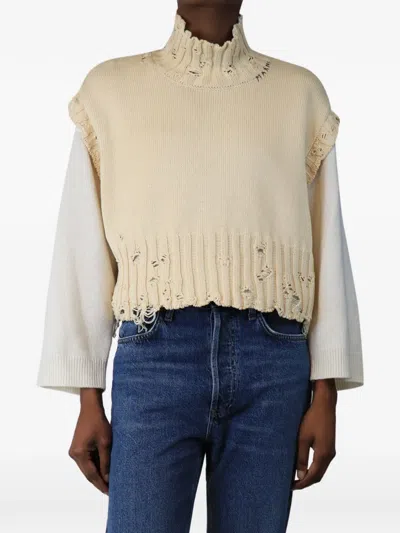 Pre-owned Marni Distressed Knitted Vest In Neutral