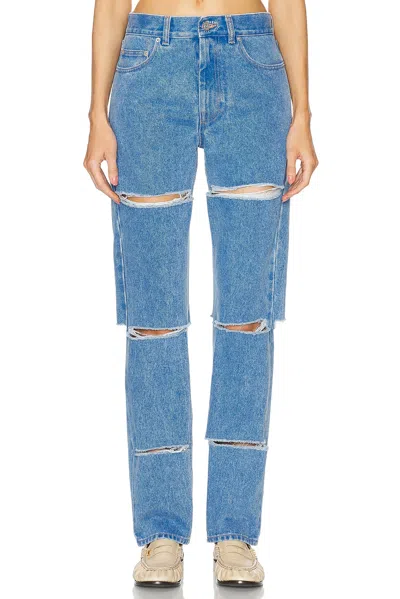 Marni Distressed Straight Leg In Cobalt