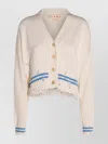 Marni Mending Logo Distressed Boxy Cotton Cardigan In Multi
