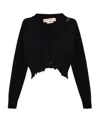 Marni Distressed V-neck Cardigan In Black