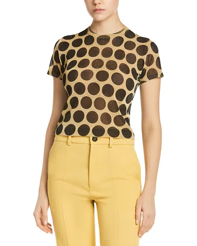 Marni Dot Print Short Sleeve Crewneck Top In Yellow