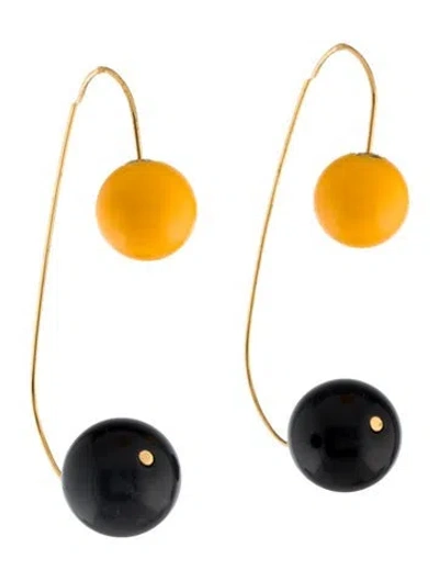 Pre-owned Marni Double Bead Oversize Drop Earrings In Multi
