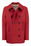 Marni Double-breasted Cropped Wool Coat With Unique Button Detailing In Red