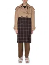 Marni Two-tone Checkered Trench Coat