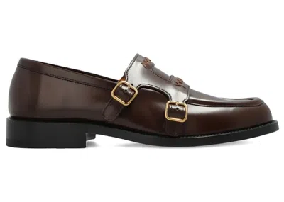 Pre-owned Marni Double Buckle Leather Moccasin (women's) Sneakers In Henne