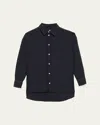 Marni Womens 00b99 Contrast-cuff Relaxed-fit Wool Shirt
