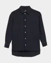 Marni Womens 00b99 Contrast-cuff Relaxed-fit Wool Shirt In Blue
