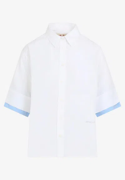 Marni Double-cuff Short-sleeved Shirt In White