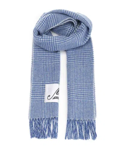 Marni Double-face Wool Scarf In Blue