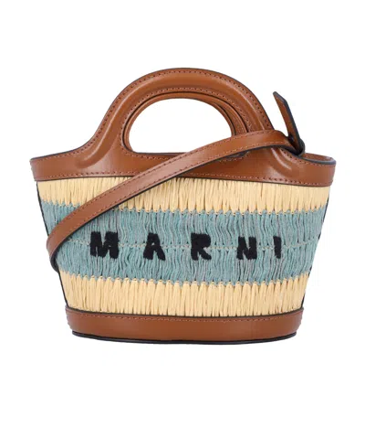 MARNI MARNI LOGO-EMBROIDERED STRIPED MICRO BAG