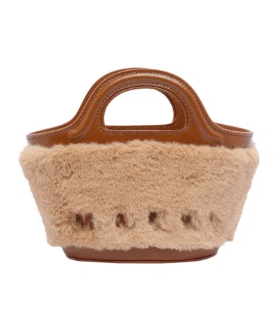 Marni Double Handle Shoulder Bag In Brown