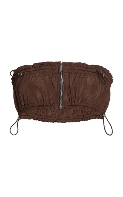 Marni Double Layered Cotton Tank Top In Brown