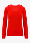 Marni Ribbed Viscose Top With Buttonholes In Red
