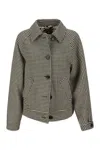 Marni Reversible Gingham Wool-blend And Animal-print Twill Jacket In Black/white
