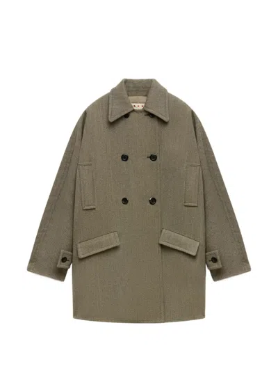Marni 더블 브레스티드 트위드 코트 In Metallic