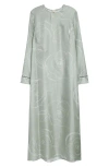 Marni Drawn Floral Long Sleeve Silk Dress In Auv19 Linden