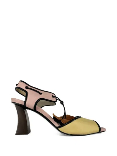 Pre-owned Marni Drawstring Block-heel Sandals In Pink