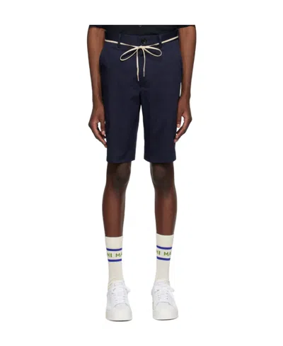 Marni Drawstring Cotton Chino Shorts In Black