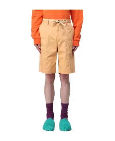 Marni Drawstring Cotton Chino Shorts In Nude