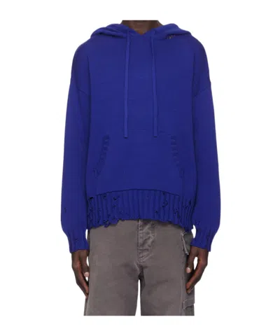 Marni Drawstring Hooded Sweater In Blue