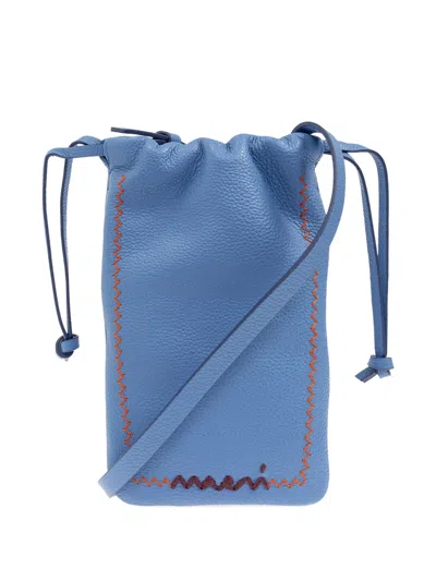 Marni Drawstring Leather Crossbody Bag