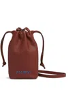 Marni Drawstring Leather Wallet In Brown