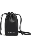 Marni Drawstring Leather Wallet In Black