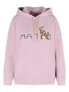 Marni Hooded Long Sleeve Cotton Sweatshirt In Pink