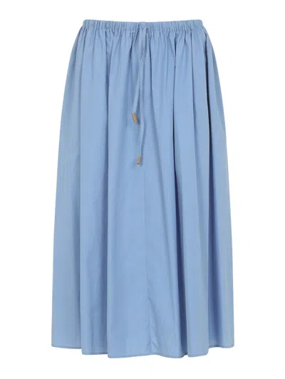 Marni Poplin Skirt Featuring Gathered Fabric Detail In Blue