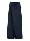 Marni Wide Leg Wool Trousers Featuring Drawstring In Blue