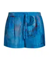 Marni Drawstring-waist Silk Shorts In Blue