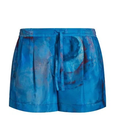 Marni Drawstring-waist Silk Shorts In Blue