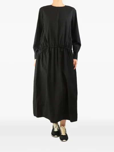 Pre-owned Marni Drawstring-waist Long-sleeve Maxi Dress In Black