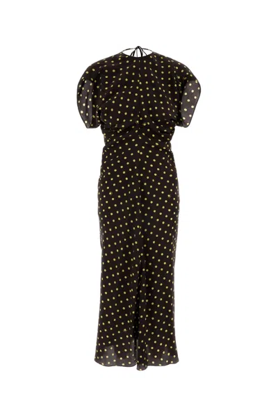 Marni Polka-dot Ruched Midi Dress In Brown