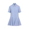 Marni Classic Button-down Shirt Dress In Striped Cotton In Blue