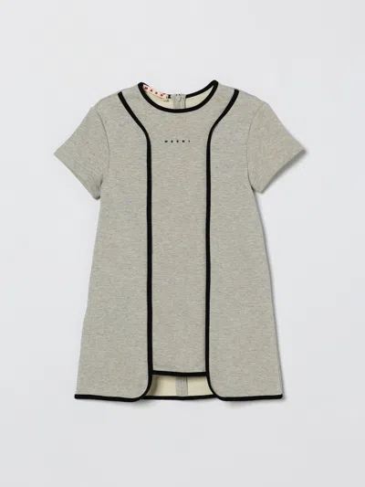 Marni Kids Logo Detailed Short-sleeved Dress In Gray
