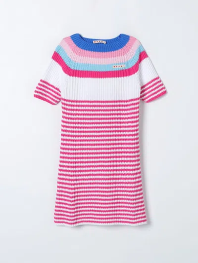 Marni Kids Logo Patch Knitted Dress In Pink
