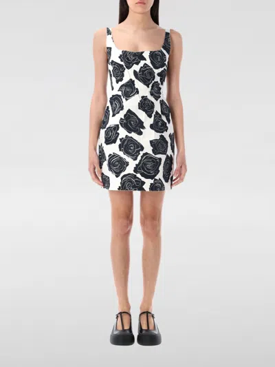 Marni Luna Print Bonded Poplin Mini Dress In Lily White In Multi