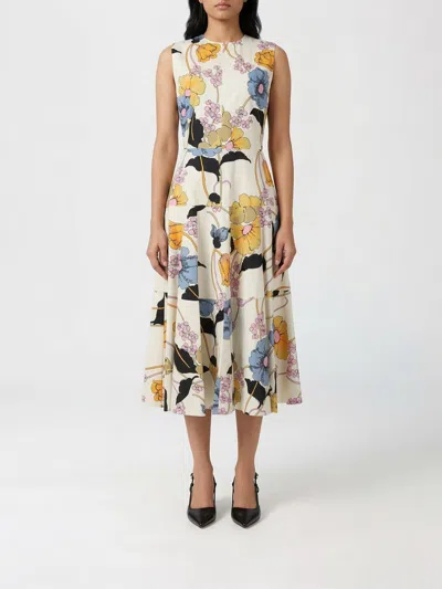 Marni Poplin Midi Dress With Melody Print Clothing In Neutral
